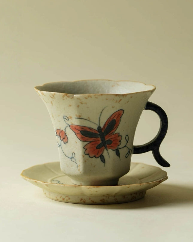 Japanese Lucky Butterfly Ceramic Cup Set