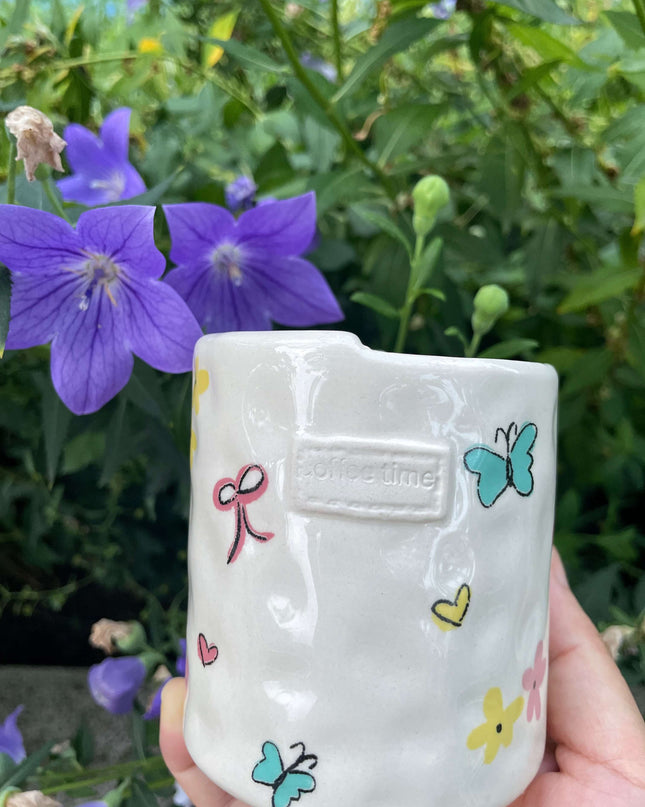 Hand-painted travel ceramic coffee mug