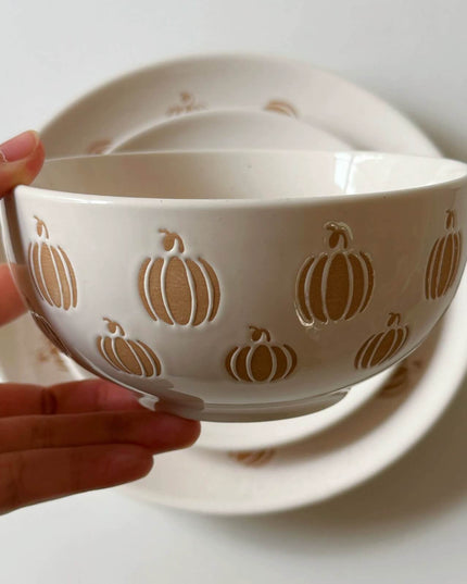 Pumpkin Hand-painted Ceramic Plate Set