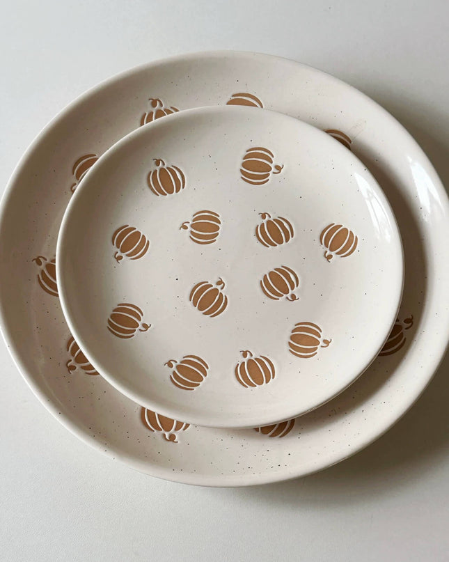 Pumpkin Hand-painted Ceramic Plate Set