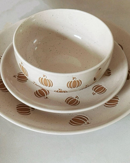 Pumpkin Hand-painted Ceramic Plate Set