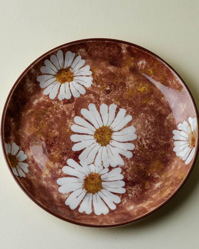 Wabi-Sabi Hand-Painted Daisy Plate