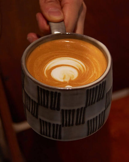 Striped Ceramic Matchstick Hand-painted Coffee Cup & Mug and handle- Fall Edition