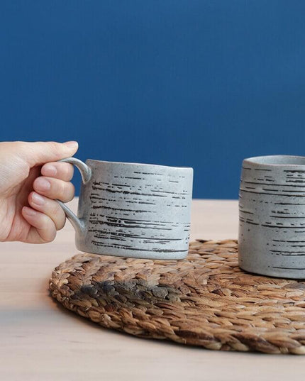 Striped Ceramic Matchstick Hand-painted Coffee Cup & Mug and handle- Fall Edition