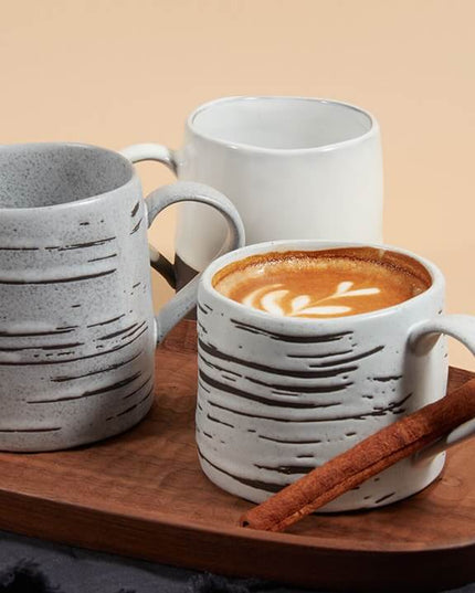 Striped Ceramic Matchstick Hand-painted Coffee Cup & Mug and handle- Fall Edition