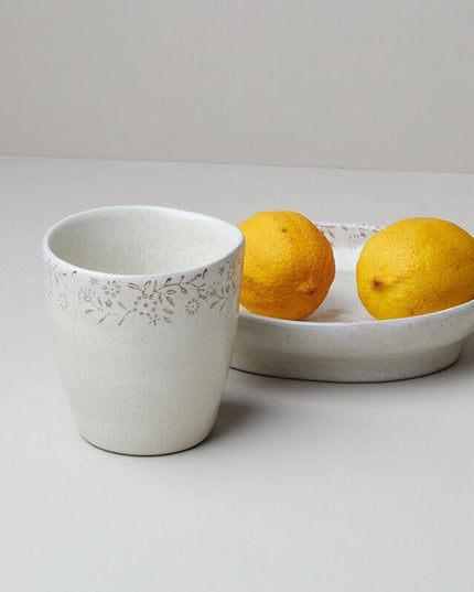 Hand-painted Floral Ceramic Mug - Handheld