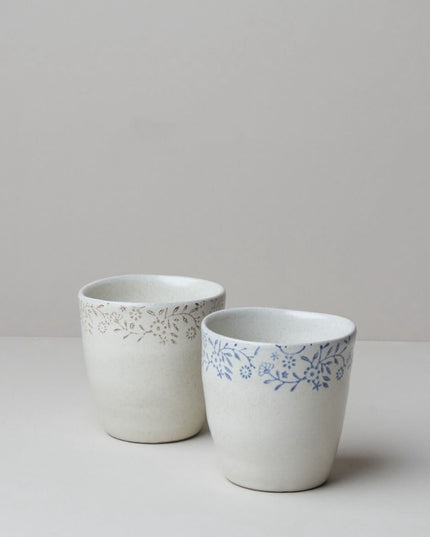 Hand-painted Floral Ceramic Mug - Handheld