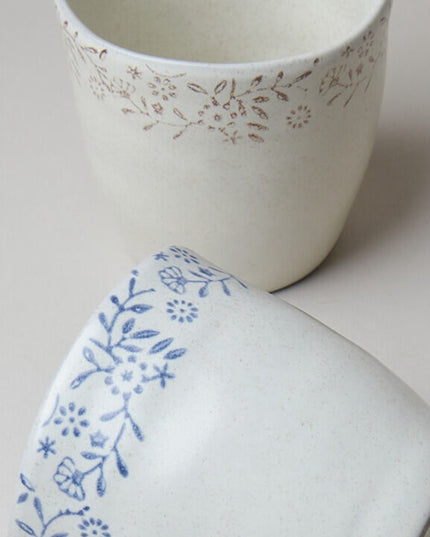 Hand-painted Floral Ceramic Mug - Handheld