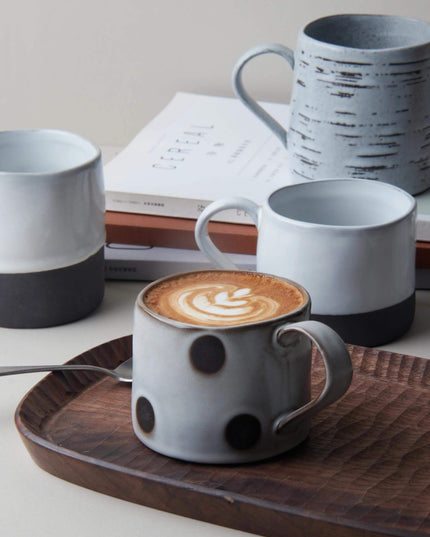 Ceramic Polka Dot Latte Mug - Handle