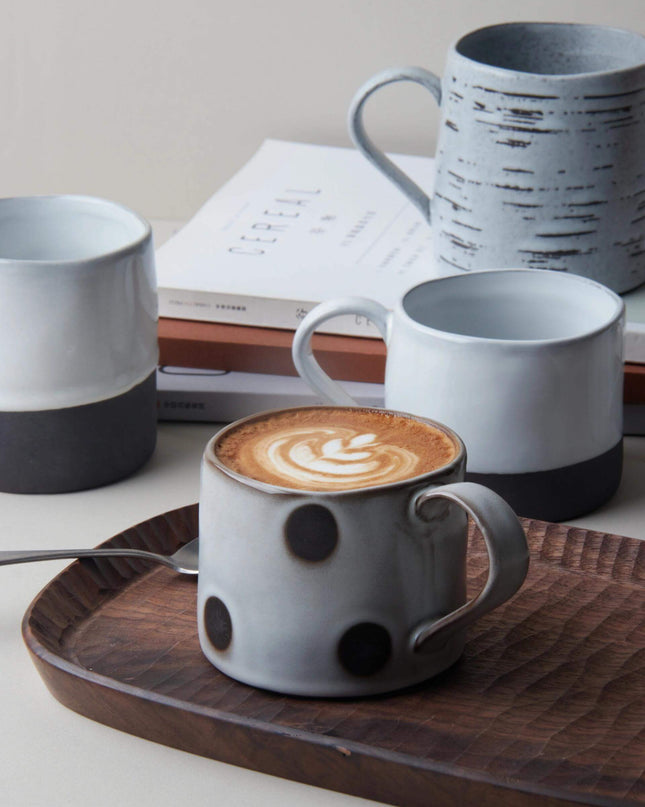 Ceramic Polka Dot Latte Mug - Handle