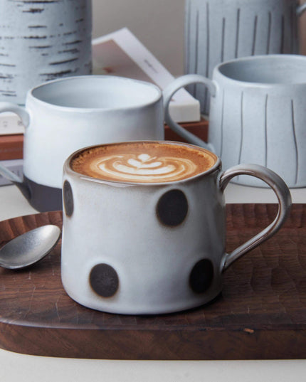 Ceramic Polka Dot Latte Mug - Handle