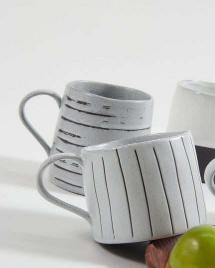Striped Ceramic Matchstick Hand-painted Coffee Cup & Mug and handle- Fall Edition