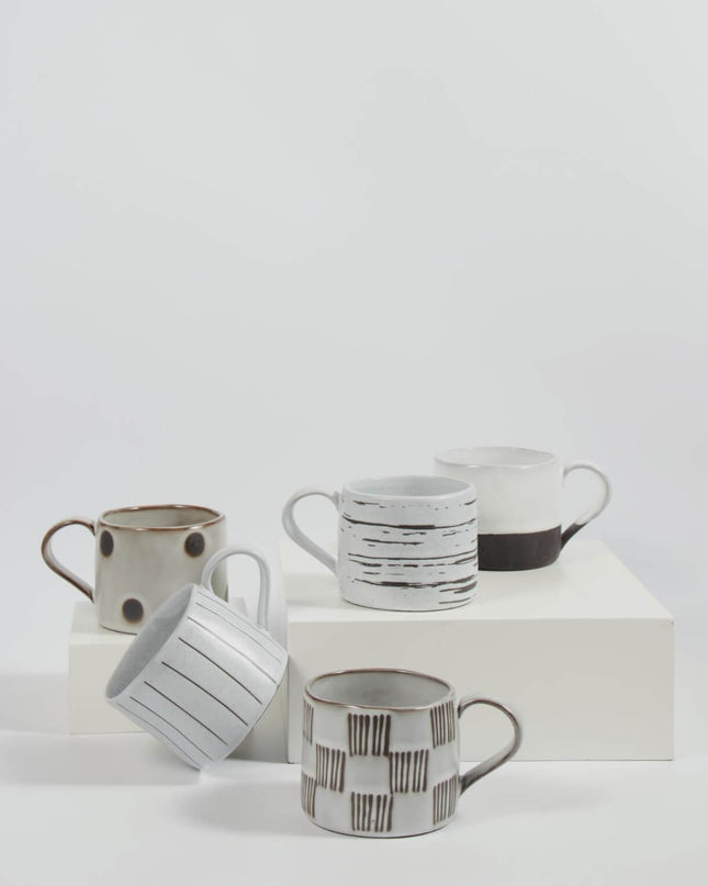 Striped Ceramic Matchstick Hand-painted Coffee Cup & Mug and handle- Fall Edition
