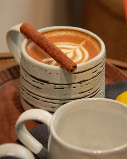 Striped Ceramic Matchstick Hand-painted Coffee Cup & Mug and handle- Fall Edition
