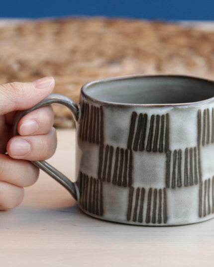 Striped Ceramic Matchstick Hand-painted Coffee Cup & Mug and handle- Fall Edition
