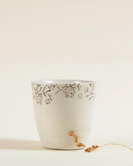 Hand-painted Floral Ceramic Mug - Handheld
