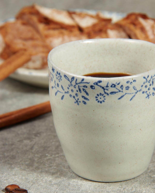 Hand-painted Floral Ceramic Mug - Handheld
