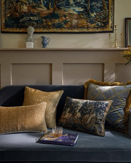 17th-Century Flemish Verdure Tapestry Cushion - Peacock & Fountain