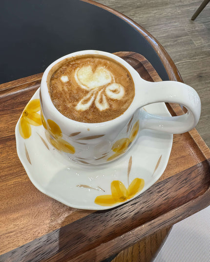 Fall Themed Vintage Hand-painted Ceramic Latte Coffee Cup Set