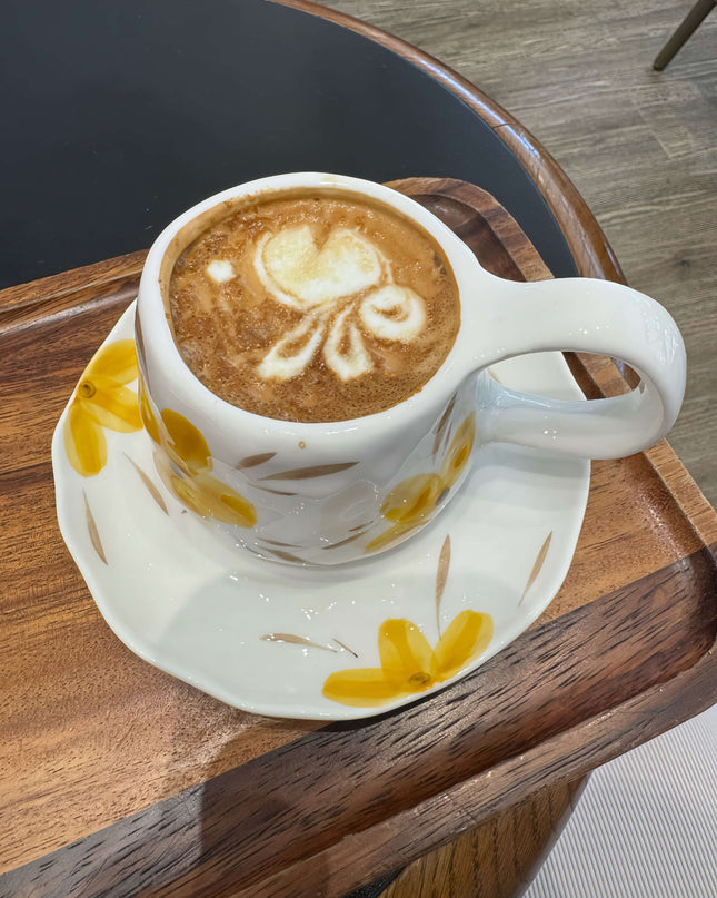 Fall Themed Vintage Hand-painted Ceramic Latte Coffee Cup Set