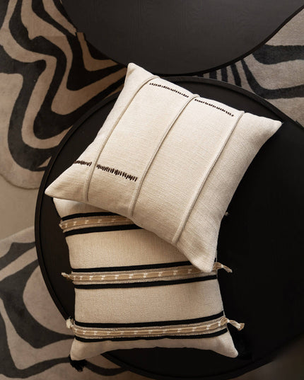 Antique Modern Woven Cotton-Linen Throw Pillow Cover