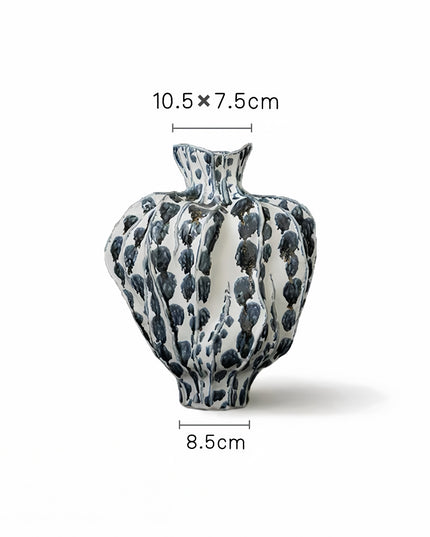 Gold-Plated Blue Art Ceramic Vase