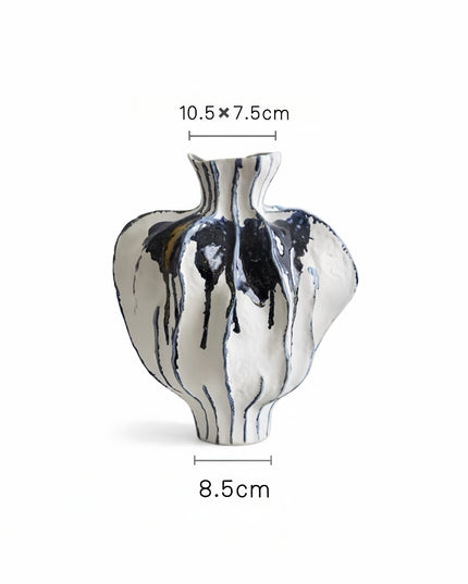 Gold-Plated Blue Art Ceramic Vase