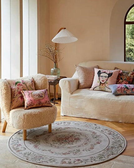 Frida Kahlo Pink Chenille Pillow Cushion