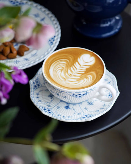 Blue & White Hand-Painted Ceramic Coffee Cup Set