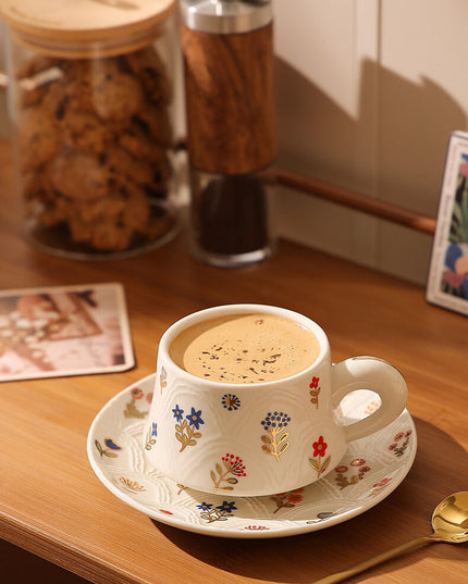 Autumn Pumpkin Relief Ceramic Coffee Cup Set
