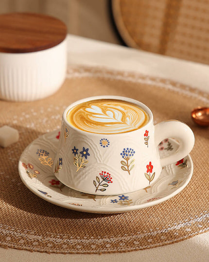 Autumn Pumpkin Relief Ceramic Coffee Cup Set