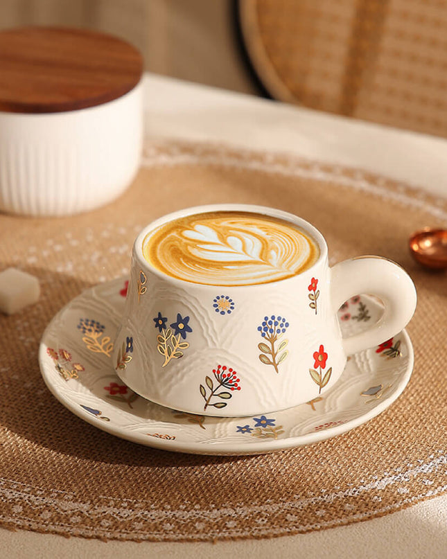 Autumn Pumpkin Relief Ceramic Coffee Cup Set