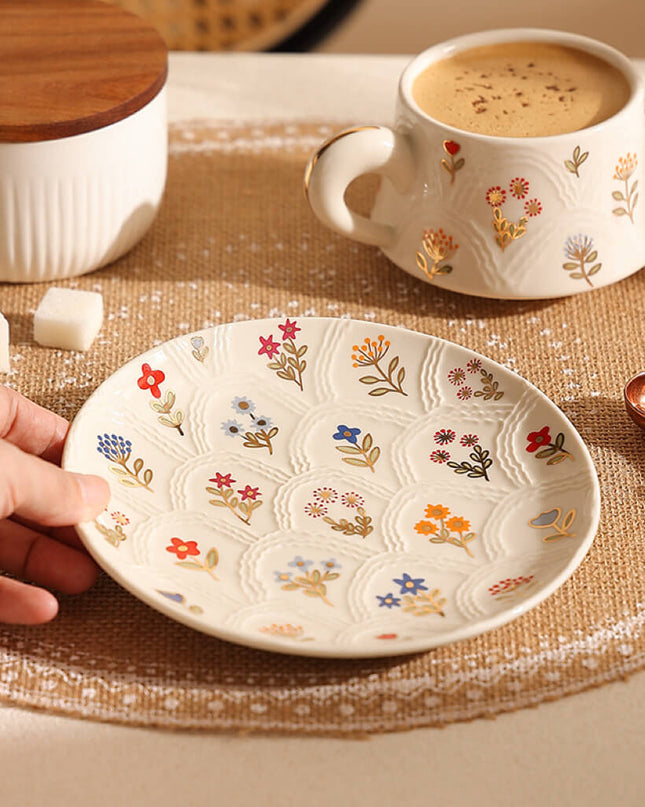 Autumn Pumpkin Relief Ceramic Coffee Cup Set