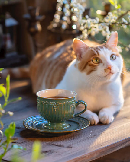 Lace Relief  Ceramic Coffee Cup Set