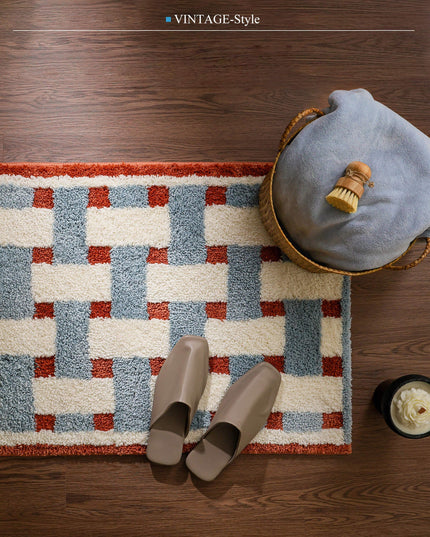 Tufted Wool Chequered Non-Slip Rug