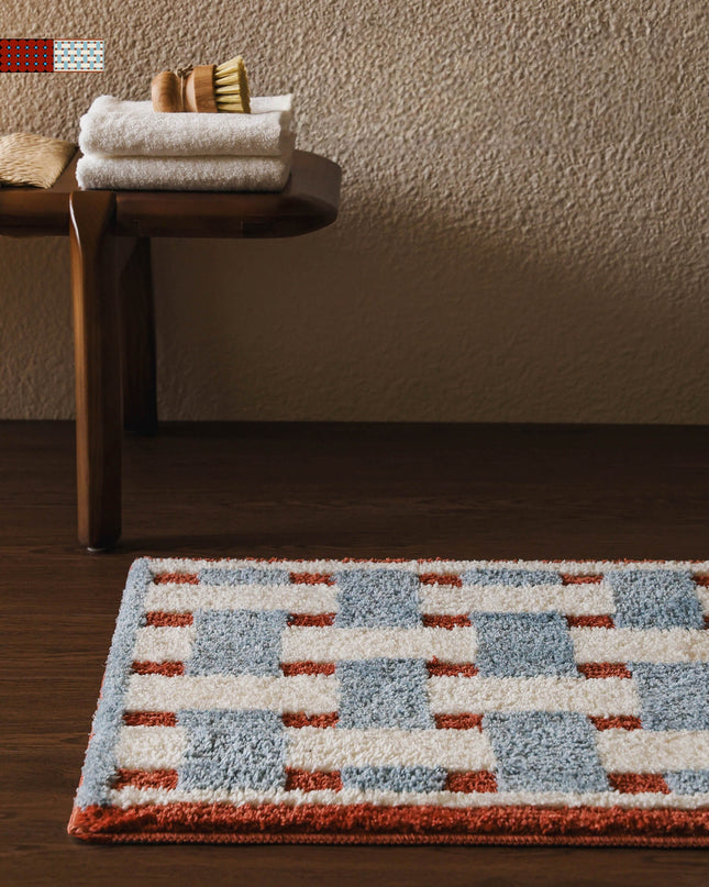 Tufted Wool Chequered Non-Slip Rug