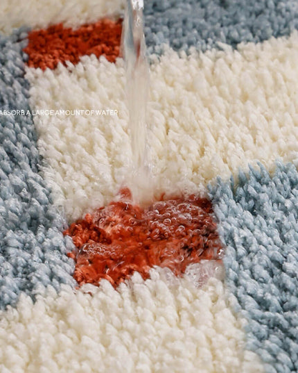 Tufted Wool Chequered Non-Slip Rug