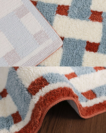 Tufted Wool Chequered Non-Slip Rug