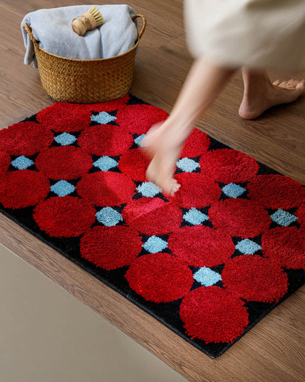 Tufted Wool Chequered Non-Slip Rug
