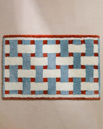Tufted Wool Chequered Non-Slip Rug