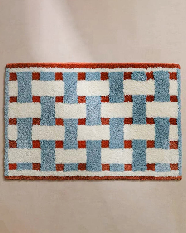 Tufted Wool Chequered Non-Slip Rug