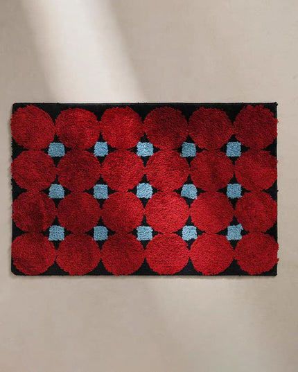 Tufted Wool Chequered Non-Slip Rug