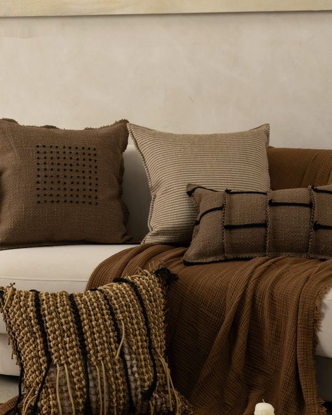 Antique Hemp Rope Patchwork Cushion