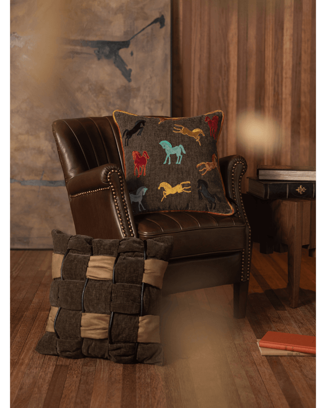 Embroidered Vintage Cushion - Equestrian Gift