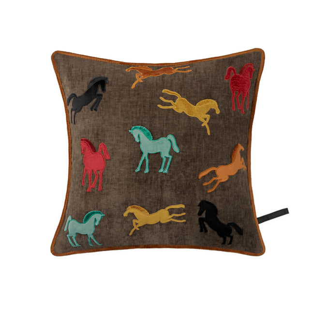 Embroidered Vintage Cushion - Equestrian Gift