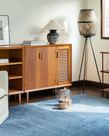 Silky Blue Wool Rug