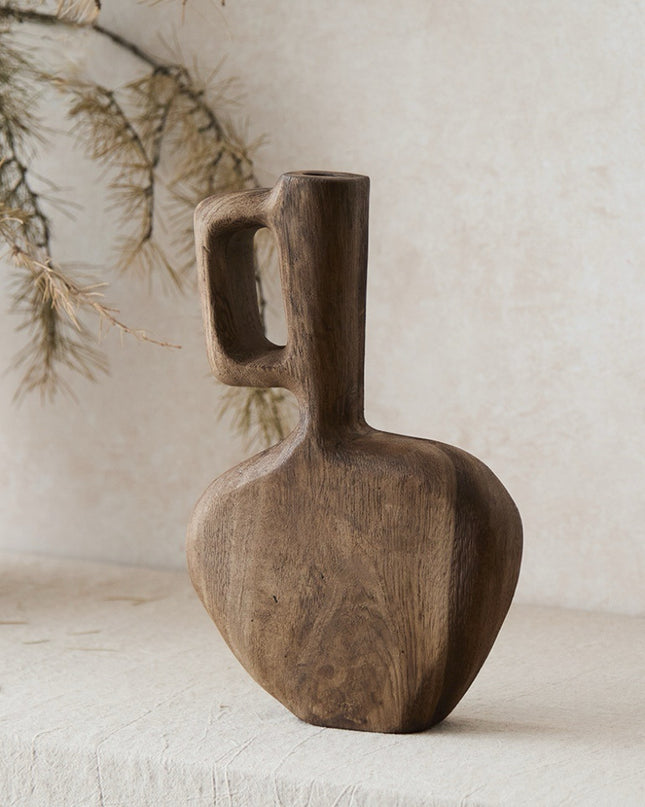 Minimalist Natural Wood Art Vase Set