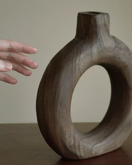 Minimalist Natural Wood Art Vase Set
