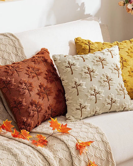 Autumn Maple Leaf Embroidered Pillow - Autumn Edition