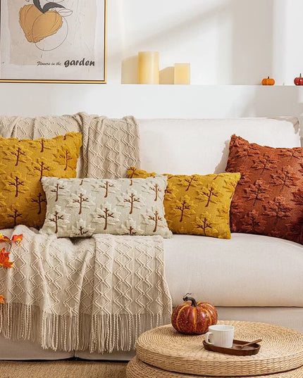 Autumn Maple Leaf Embroidered Pillow - Autumn Edition